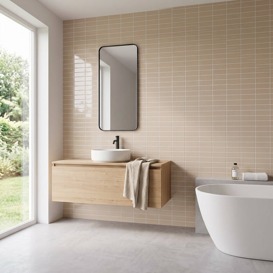 Klebefliesen im Badezimmer am Waschbecken