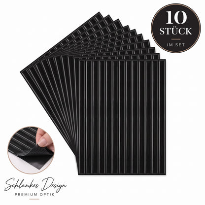 Amira Klebefliesen Tiefes Graphitschwarz – 10er-Set