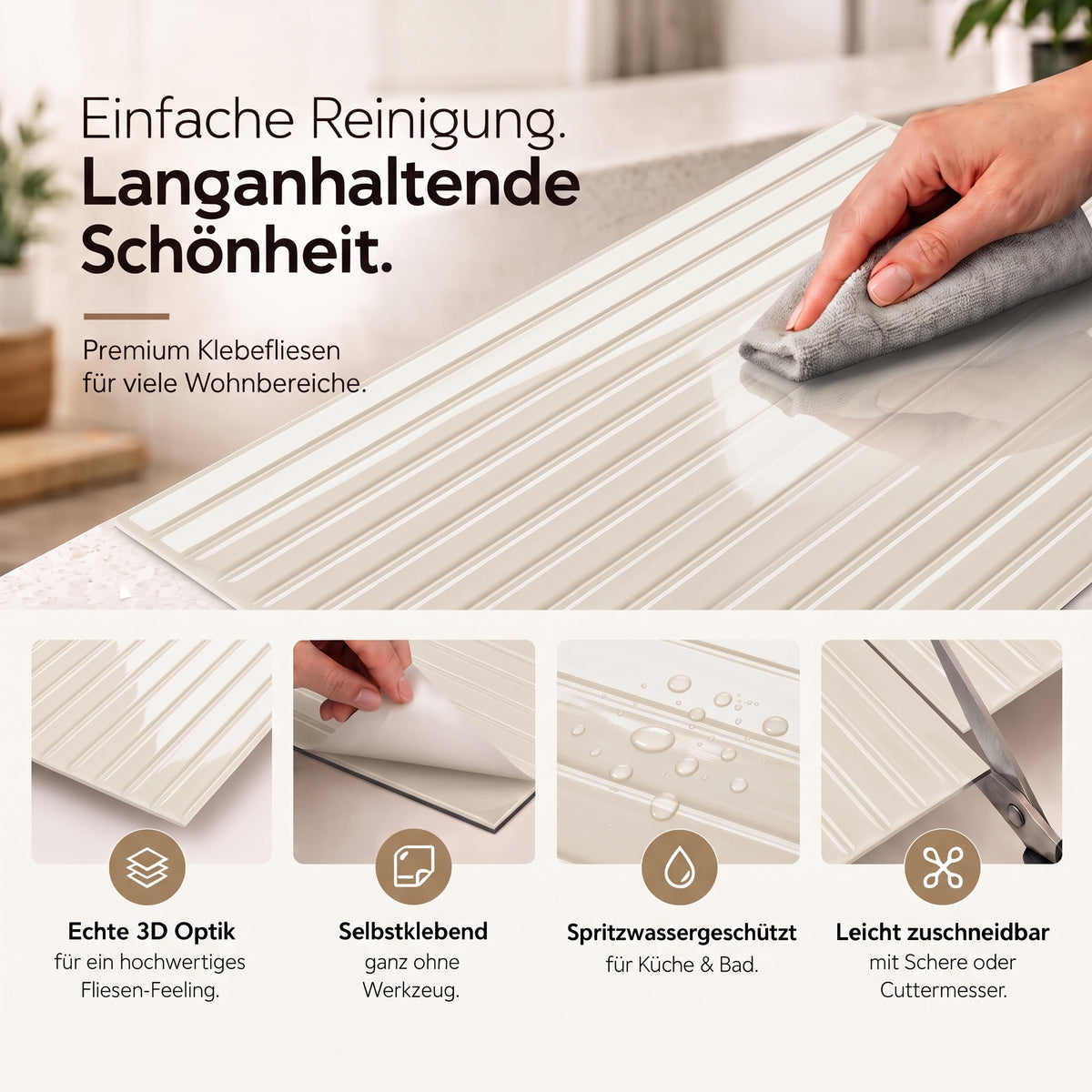 Amira Klebefliesen Warmes Elfenbein – Eigenschaften