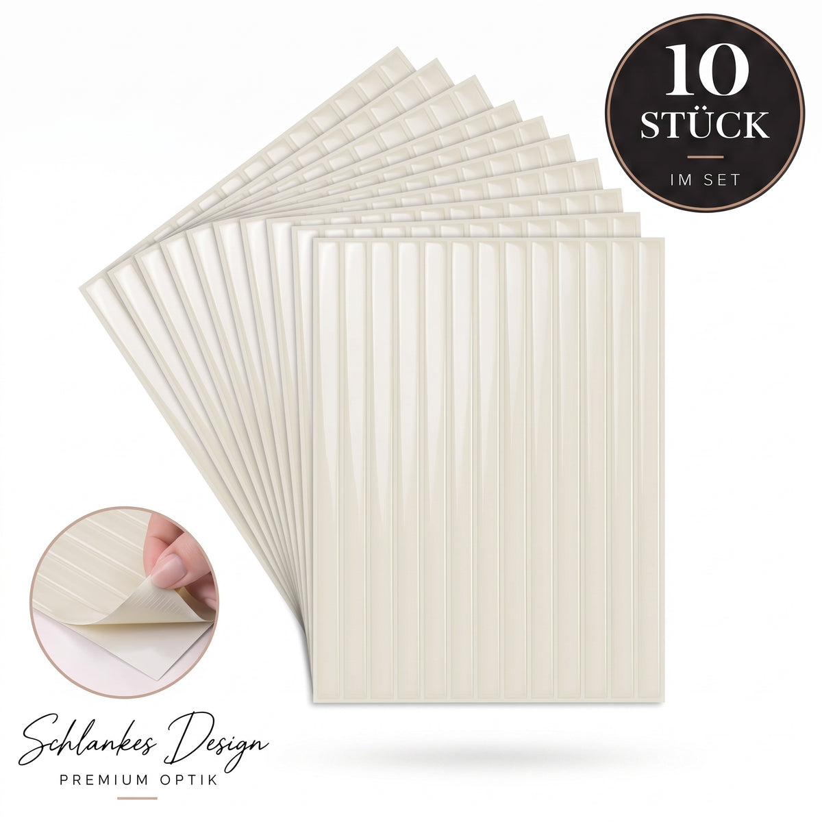 Amira Klebefliesen Warmes Elfenbein – 10er-Set