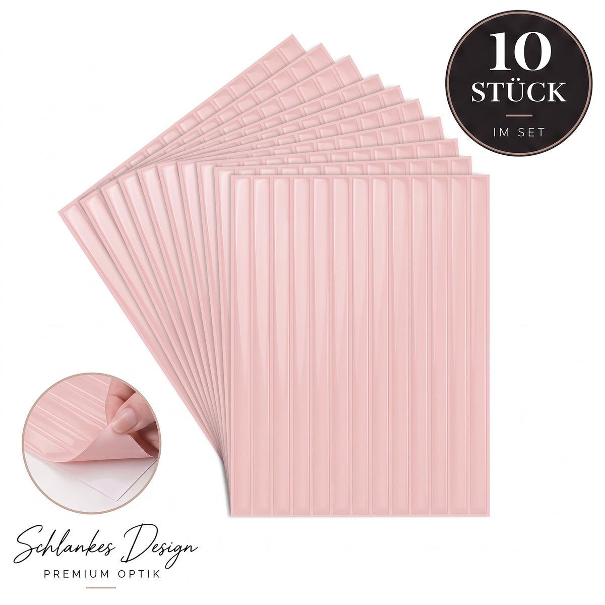 Amira Klebefliesen Zartes Puderrosé – 10er-Set