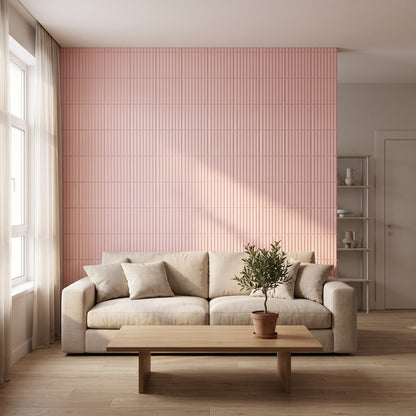 Amira Klebefliesen Zartes Puderrosé im Wohnzimmer