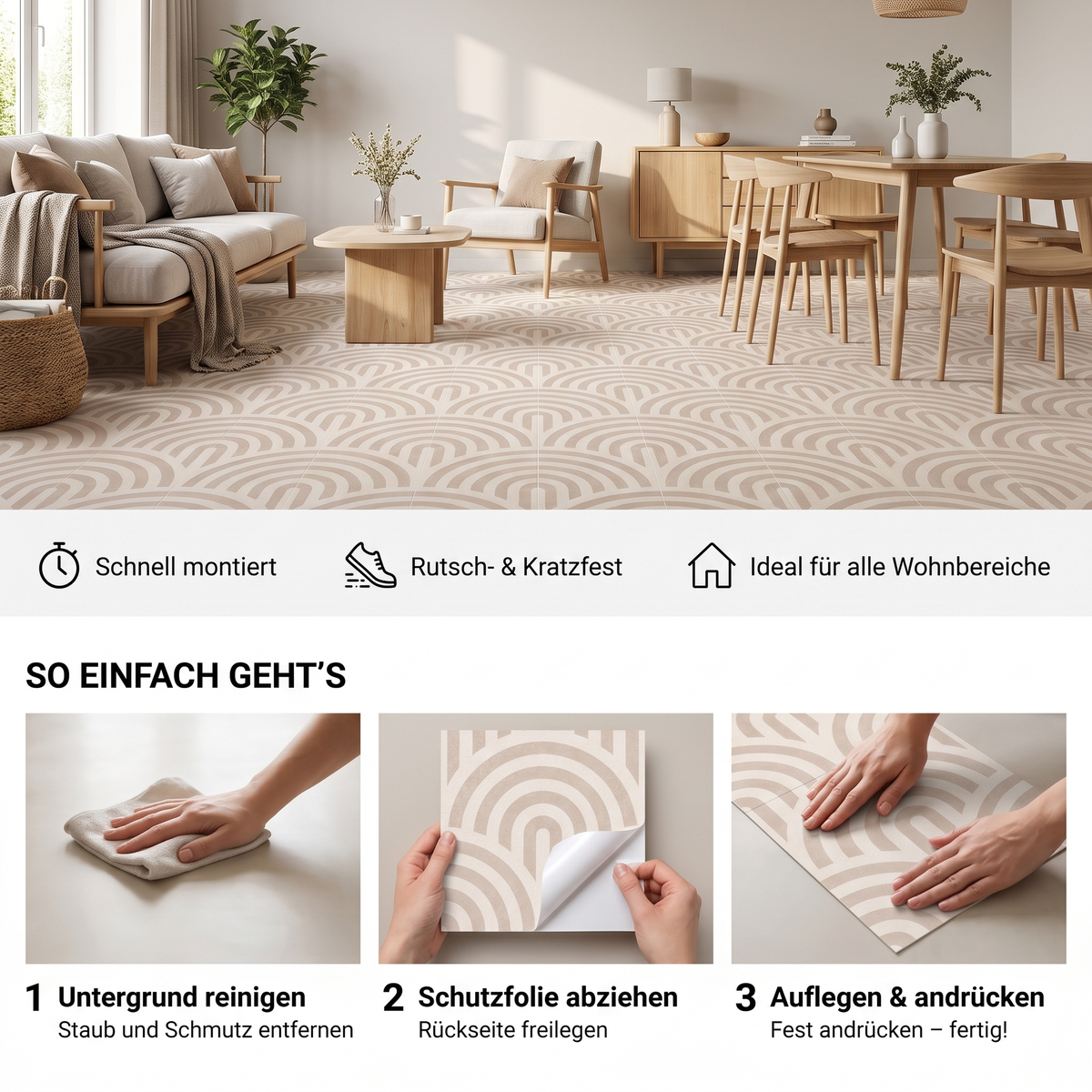 Arco Klebefliesen Greige-Bogen – Vorteile