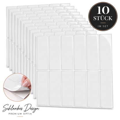 Aria Klebefliesen Sanftes Porzellanweiß – 10er-Set