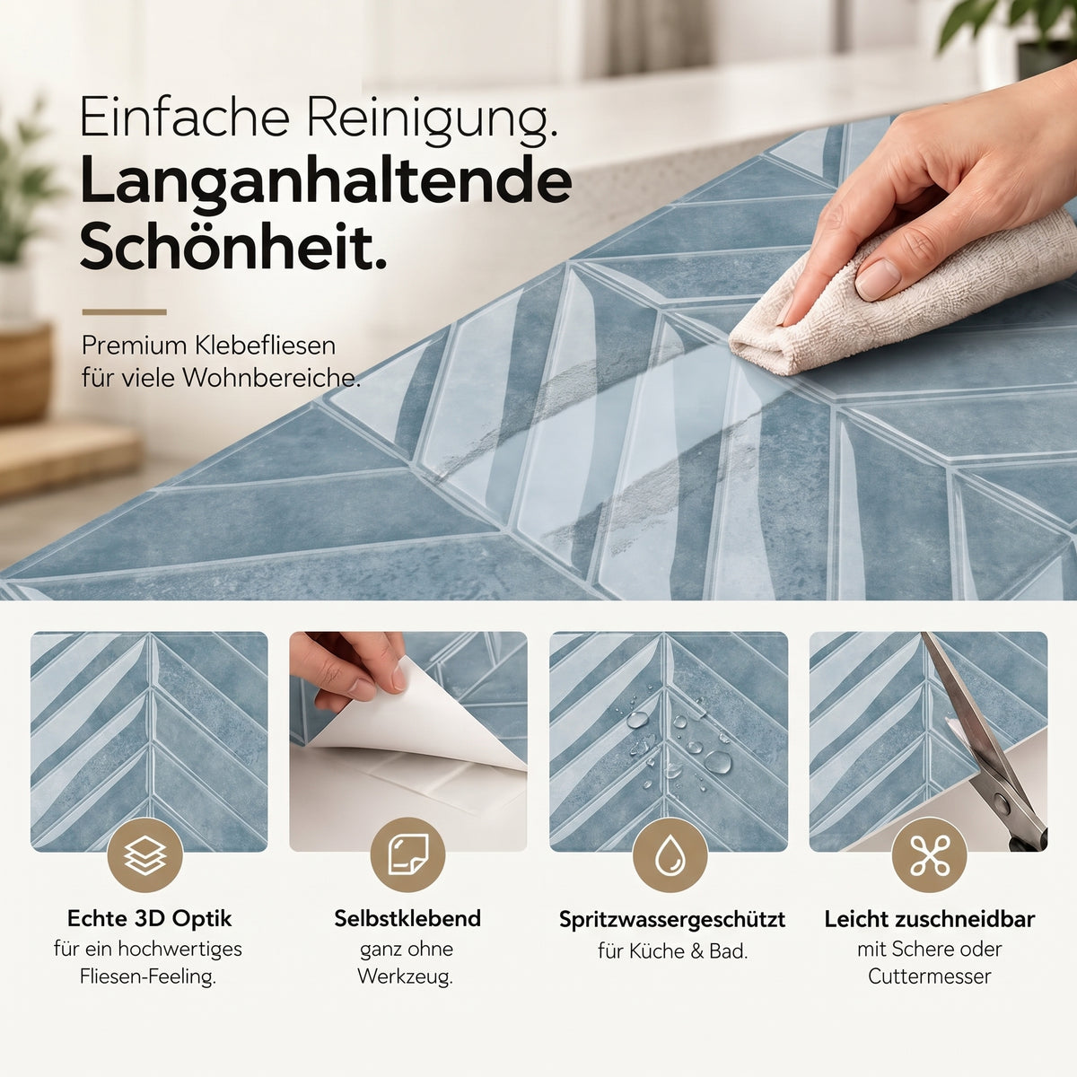 AXIOM Klebefliesen Gedämpftes Mineralblaugrau – Eigenschaften