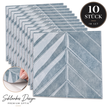 AXIOM Klebefliesen Gedämpftes Mineralblaugrau – 10er-Set
