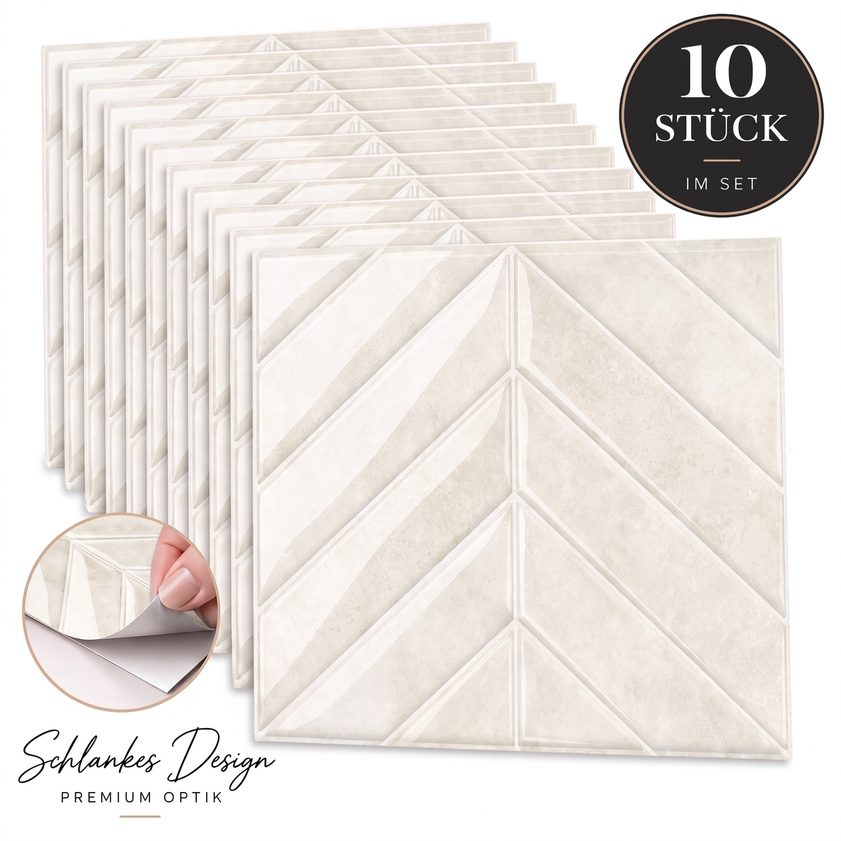 AXIOM Klebefliesen Warmes Elfenbein – 10er-Set