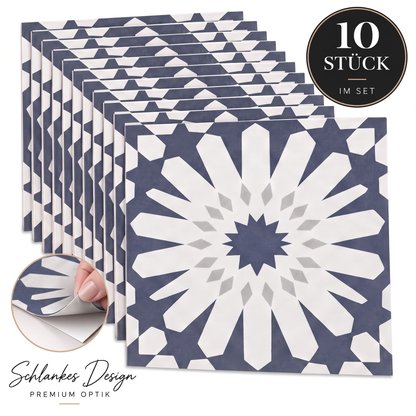 Decora Klebefliesen Marineblau-Weiß – 10er-Set