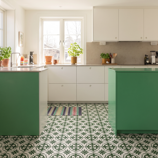 Decora Klebefliesen Salbeigrün-Weiß in der Küche