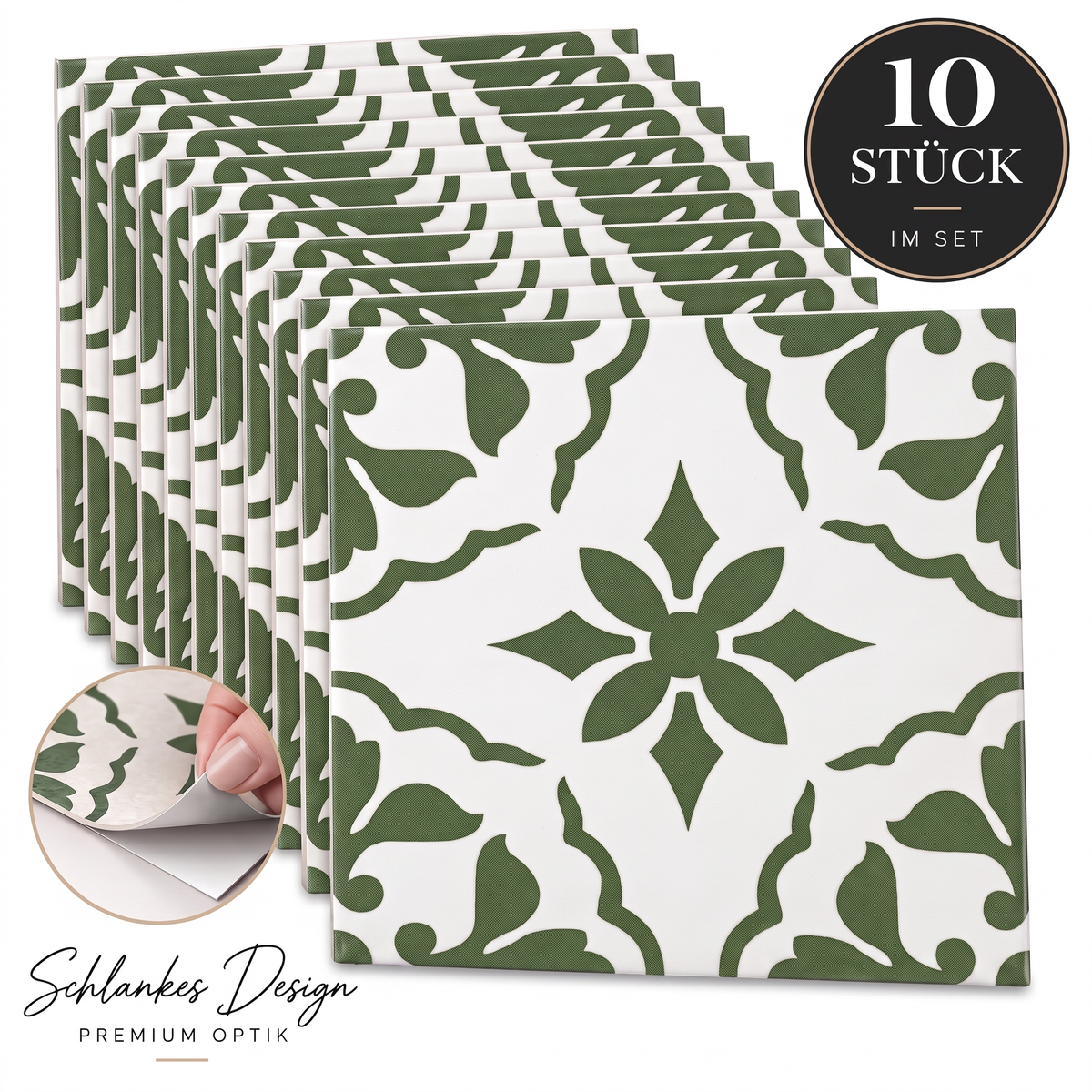 Decora Klebefliesen Salbeigrün-Weiß – 10er-Set