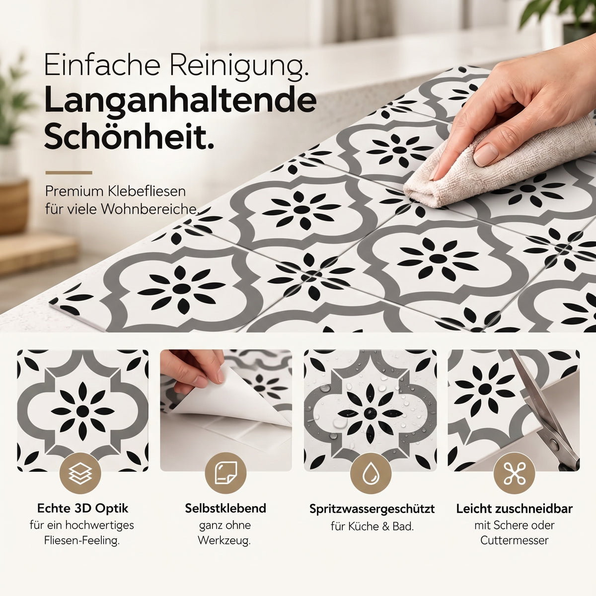Decora Klebefliesen Schwarz-Weiß – Eigenschaften