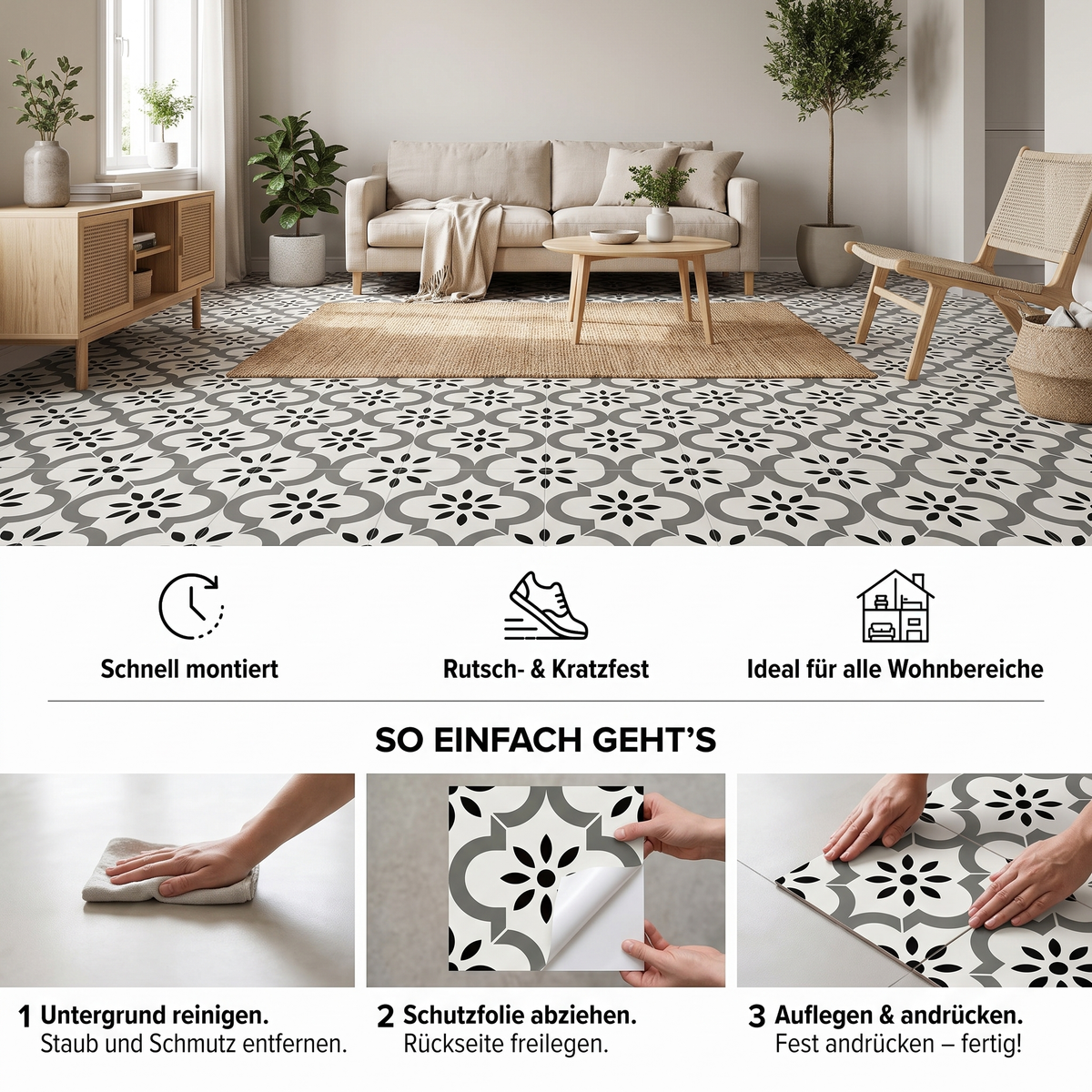 Decora Klebefliesen Schwarz-Weiß – Vorteile