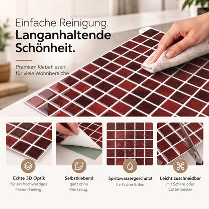 Gemma Klebefliesen Dunkles Bordeauxrot – Eigenschaften