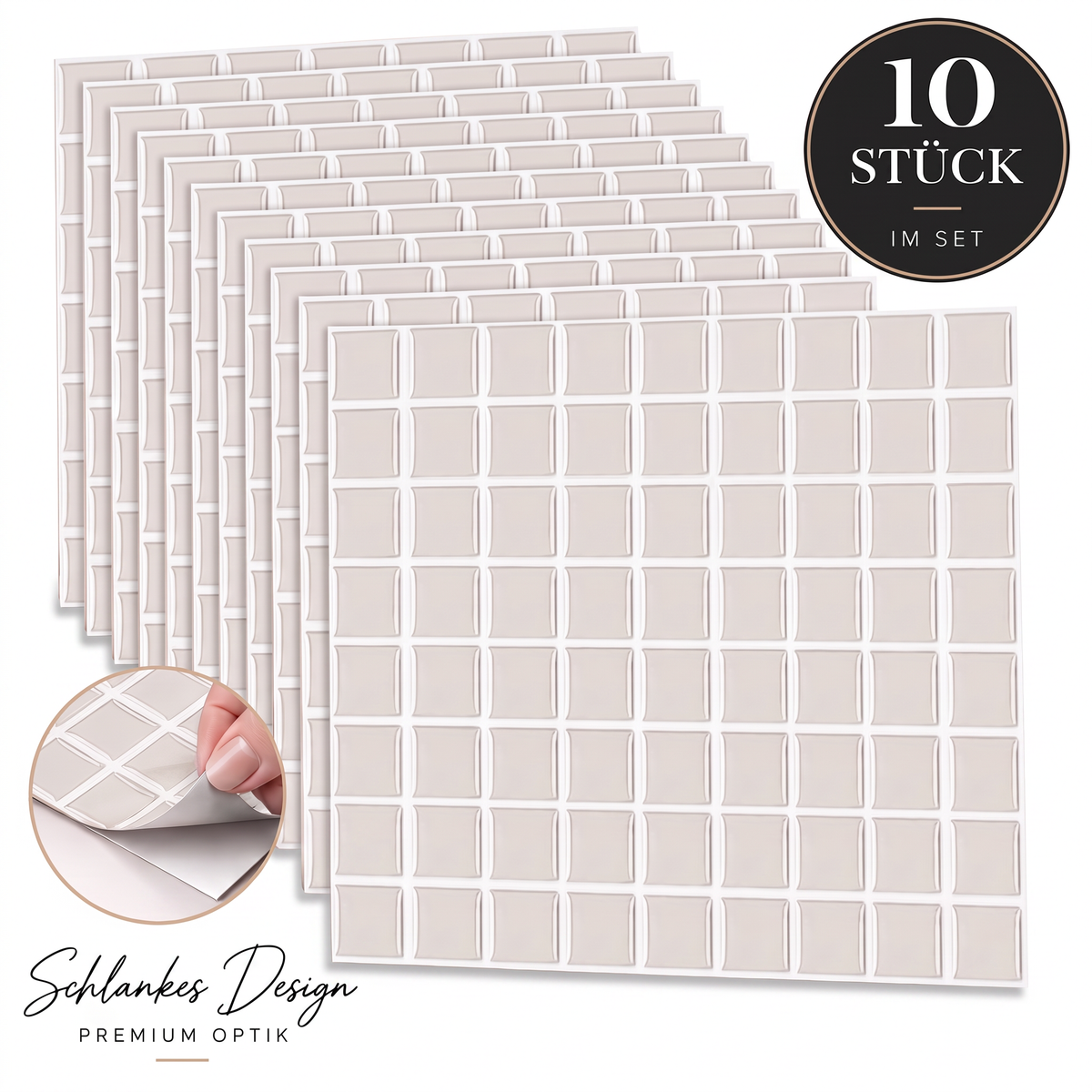 GEMMA Klebefliesen Helles Greige – 10er-Set