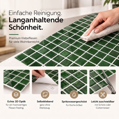 Gemma Klebefliesen Tiefes Moosgrün – Eigenschaften