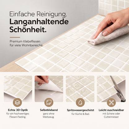Gemma Klebefliesen Warmes Elfenbein – Eigenschaften