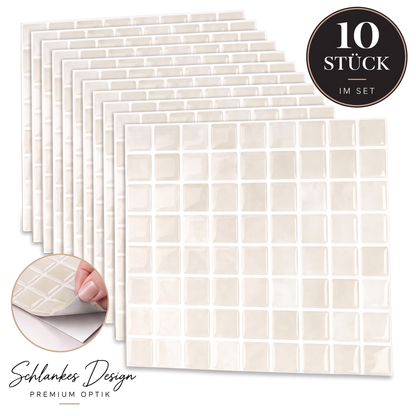 Gemma Klebefliesen Warmes Elfenbein – 10er-Set