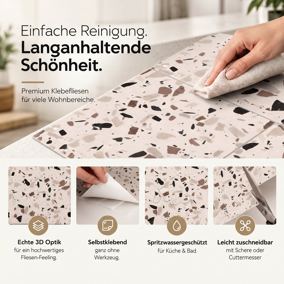 Granula Klebefliesen Creme-Terrazzo – Eigenschaften