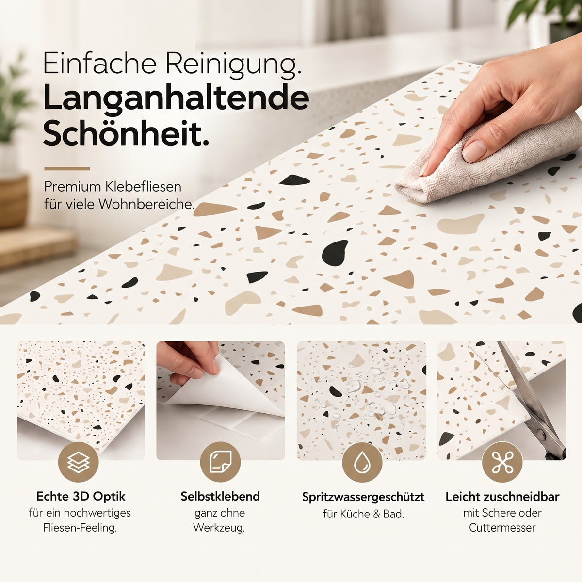 Granula Klebefliesen Weiß mit Farbsprenkel – Eigenschaften