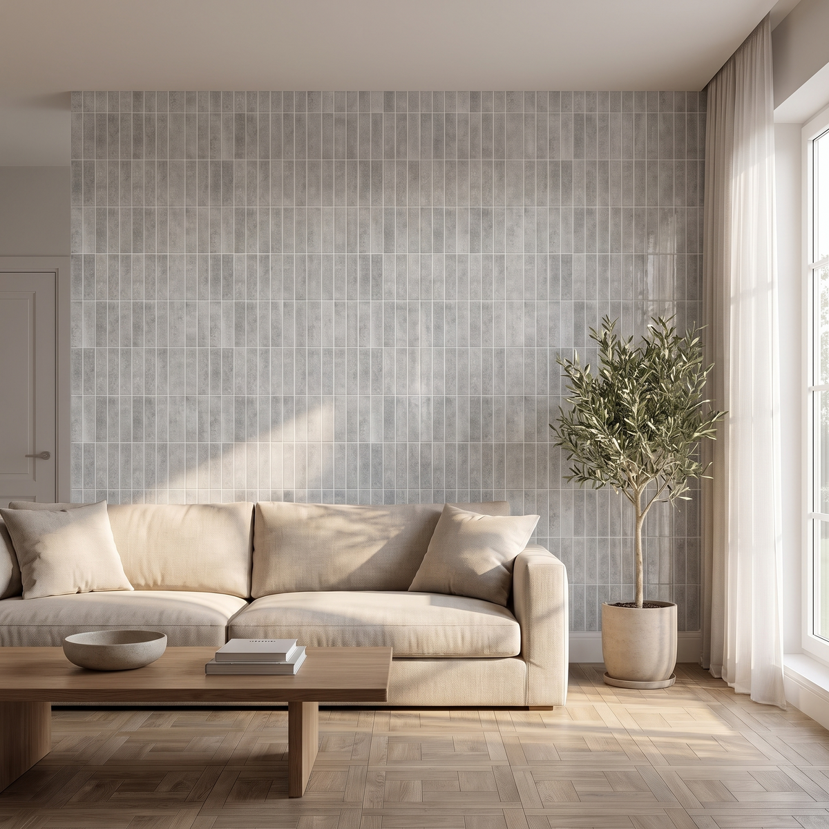 HIMARE Klebefliesen Sanftes Schiefergrau im Wohnzimmer