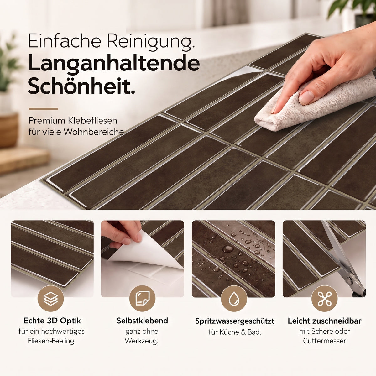 HIMARE Klebefliesen Tiefes Espresso-Braun – Eigenschaften