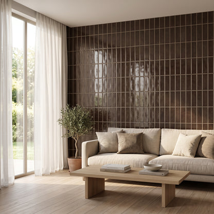 HIMARE Klebefliesen Tiefes Espresso-Braun im Wohnzimmer