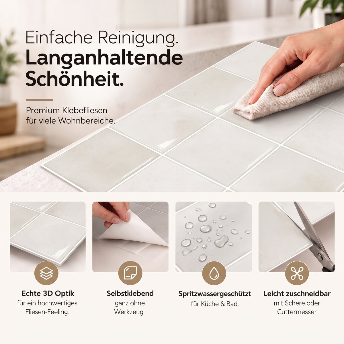 Miriada Klebefliesen Helles Elfenbein – Eigenschaften