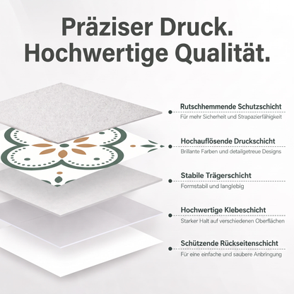 MOTIVA Klebefliesen Creme mit Grün und Orange – Montage