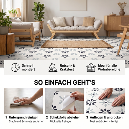 Motiva Klebefliesen Weiß mit Blaugrau – Vorteile