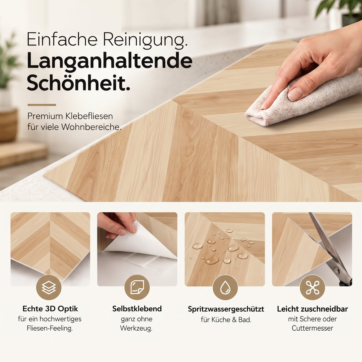 OAKLINE Klebefliesen Naturholz-Honig – Eigenschaften