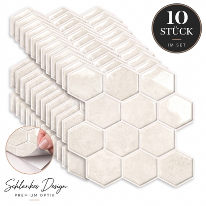 Orbis Klebefliesen Helles Elfenbein – 10er-Set