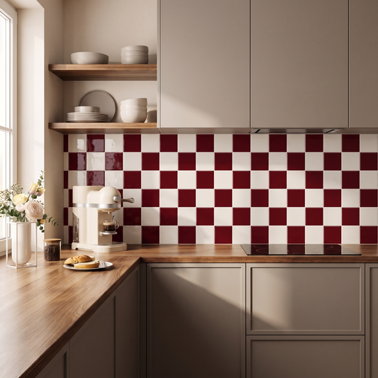 Prism Klebefliesen Bordeaux-Creme in der Küche