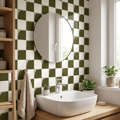 Prism Klebefliesen Oliv-Creme im Bad