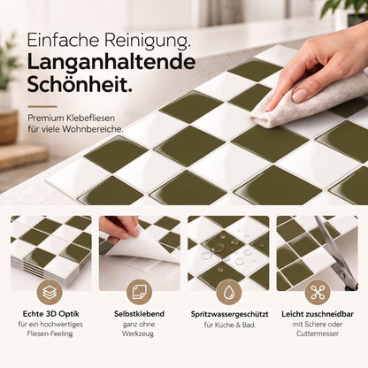 Prism Klebefliesen Oliv-Creme – Eigenschaften