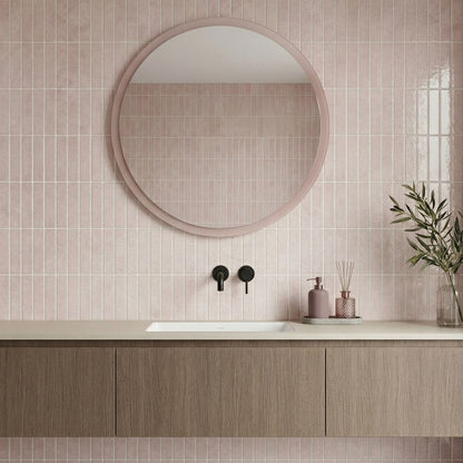 rinovim HIMARE Klebefliesen Sand-Rosé Bad – warmes Rosa-Beige im Badezimmer, spritzwassergeschützt & rückstandslos entfernbar, ideal für Mietwohnungen