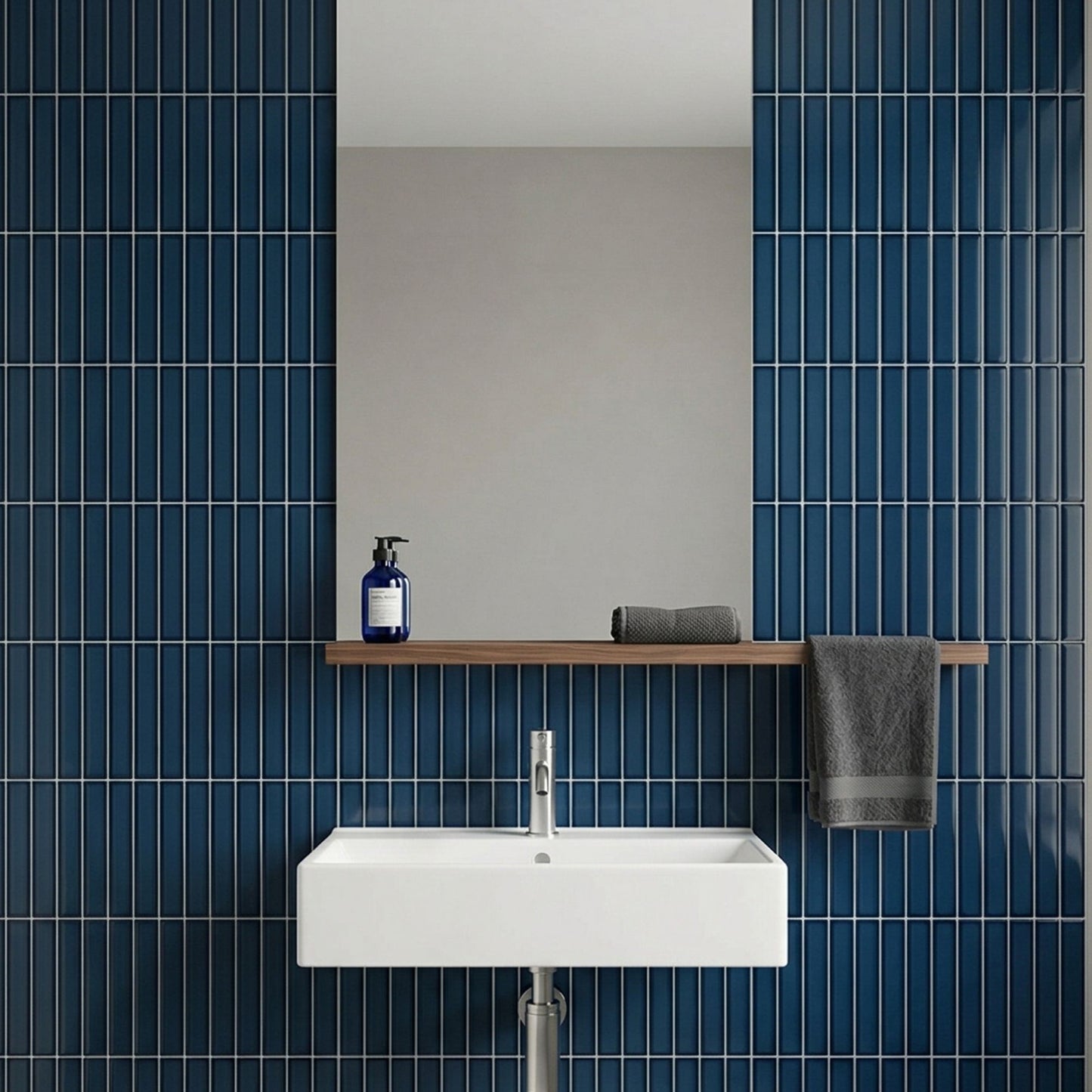 rinovim LINEA Klebefliesen Petrol Bad – kühles Petrol-Blau mit Linienstruktur im Badezimmer, spritzwassergeschützt & rückstandslos entfernbar, ideal für Mietwohnungen