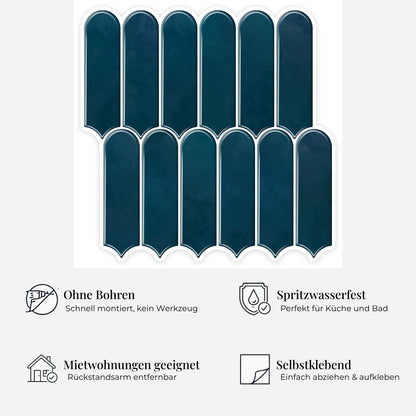 rinovim CALMA Nachtblau Klebefliesen Vorteile – ohne Renovierung, rückstandslos entfernbar, spritzwassergeschützt, für Küche & Bad