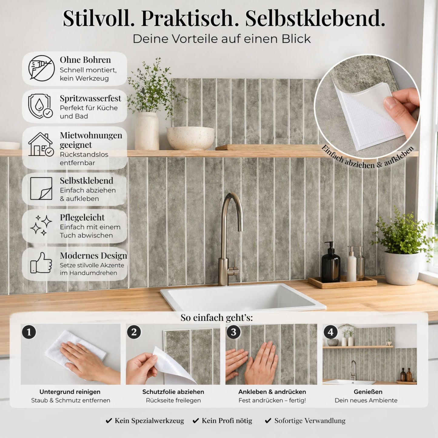 HIMARE Klebefliesen Beton – Industrial Look