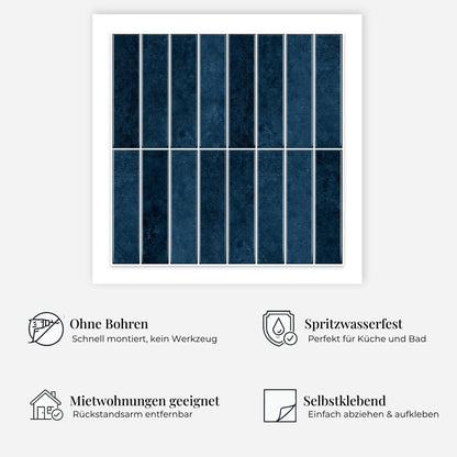 rinovim HIMARE Marineblau Klebefliesen Vorteile – ohne Renovierung, rückstandslos entfernbar, spritzwassergeschützt, für Küche & Bad