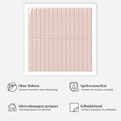 rinovim LINEA Altrosa Klebefliesen Vorteile – ohne Renovierung, rückstandslos entfernbar, spritzwassergeschützt, für Küche & Bad