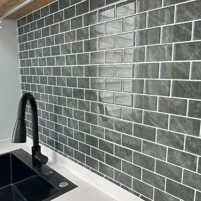 rinovim METRA Klebefliesen Beton Küche –  Betonoptik an der Küchenrückwand, selbstklebend & ohne Handwerker verlegt