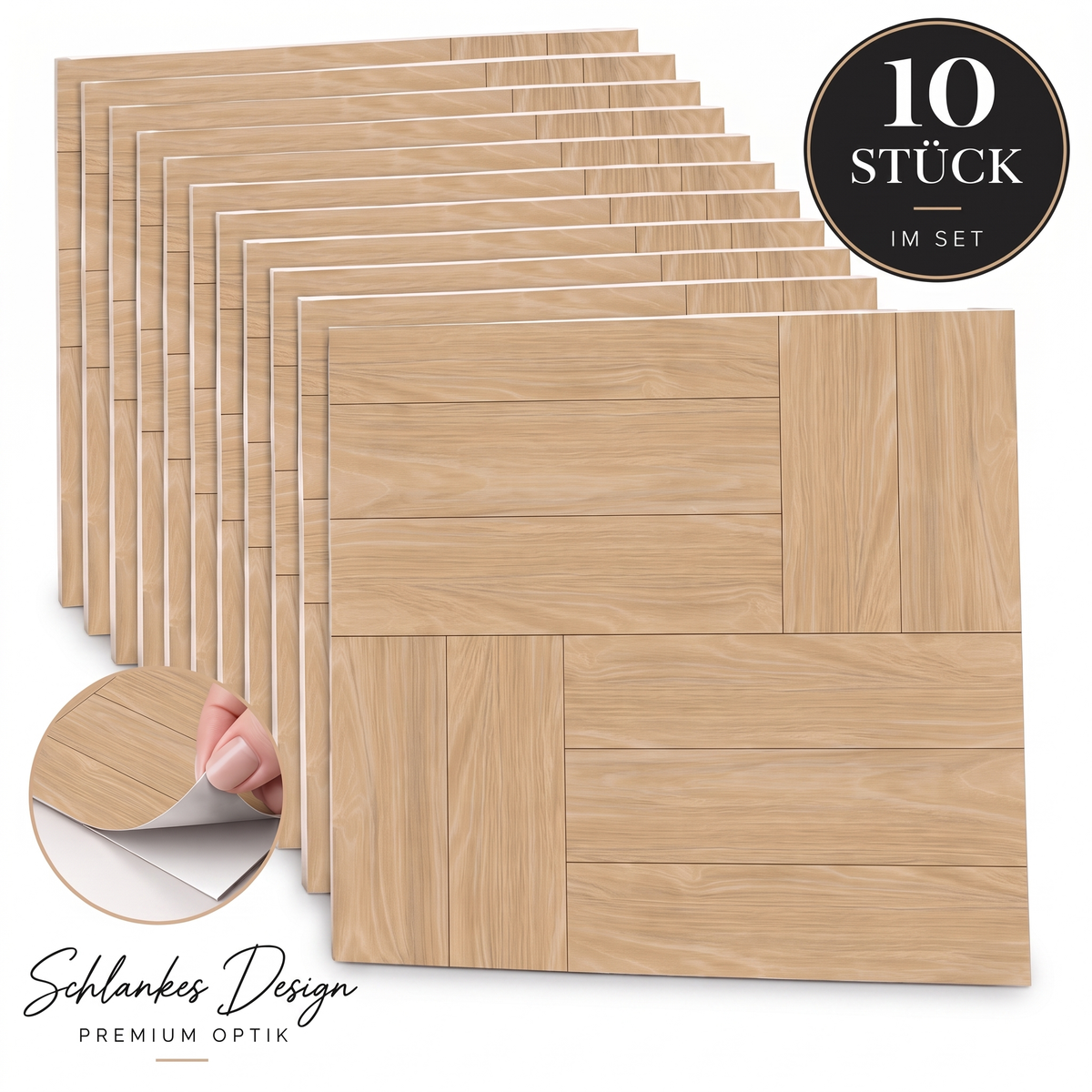 SIENA Klebefliesen Naturholz – 10er-Set