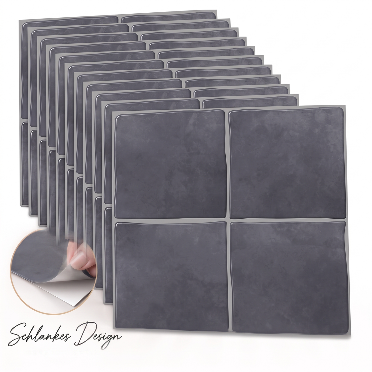 KUBO Klebefliesen Tiefes Anthrazit – 10er-Set