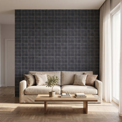 KUBO Klebefliesen Tiefes Anthrazit im Wohnzimmer