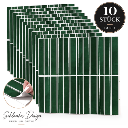 Stela Klebefliesen Tiefes Waldgrün – 10er-Set