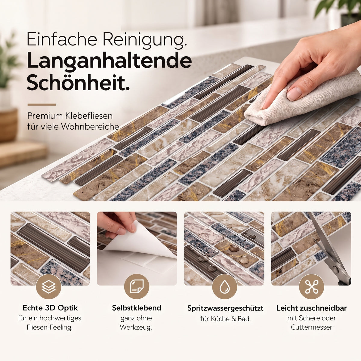 Tessa Klebefliesen Naturstein-Greige – Eigenschaften