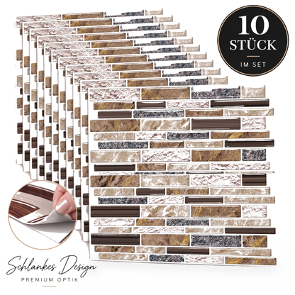 Tessa Klebefliesen Naturstein-Greige – 10er-Set